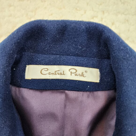 Vintage Central Park Trench Coat Lg Navy Blue Lined Longline Old Money Preppy - Picture 10 of 13